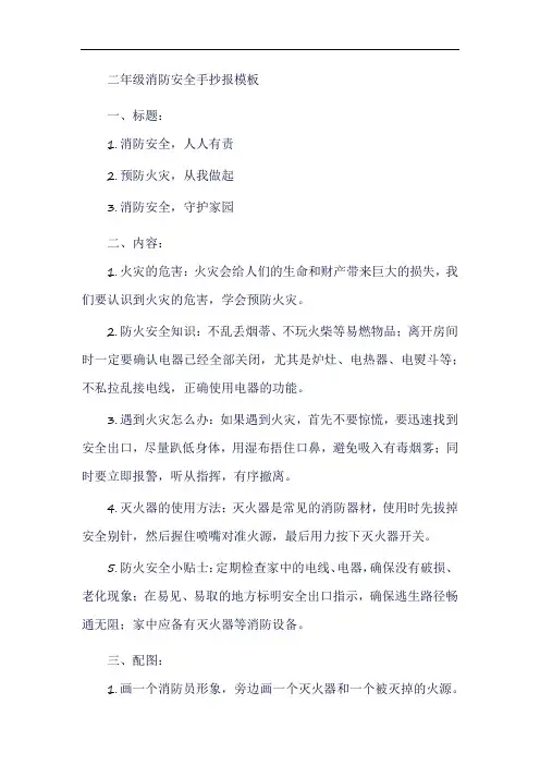 二年级消防安全手抄报模板