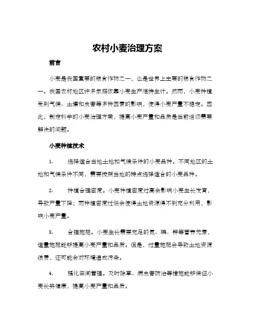 农村小麦治理方案
