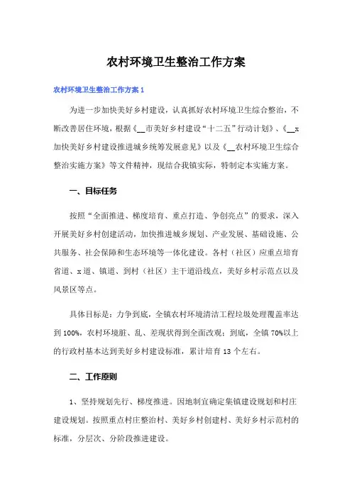 农村环境卫生整治工作方案