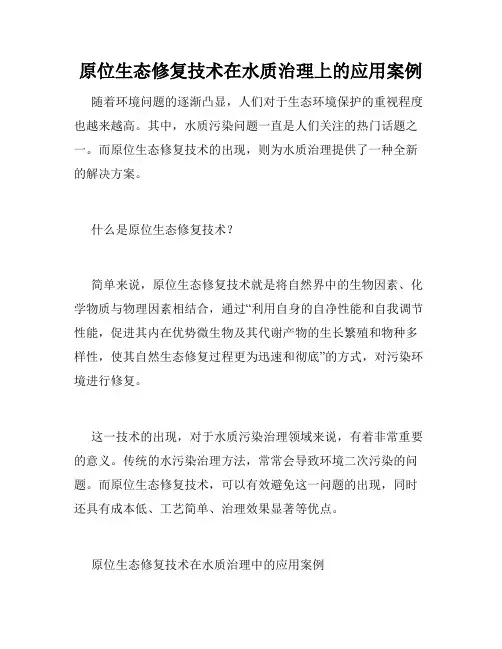 原位生态修复技术在水质治理上的应用案例