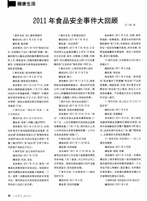 2011年食品安全事件大回顾