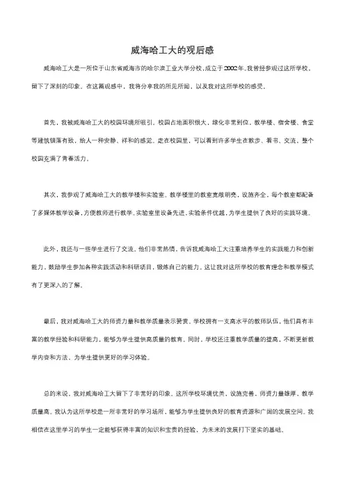 威海哈工大的观后感