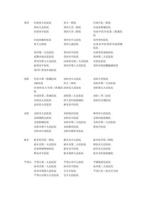 河南医院名录