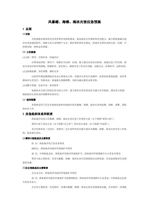 【应急预案】风暴潮、海啸、海冰灾害应急预案