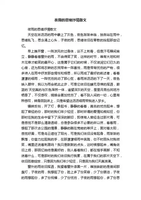 夜雨的思绪抒情散文