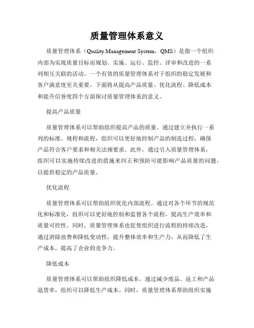质量管理体系意义