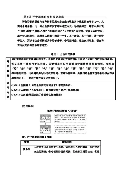 高考语文专题4 古代诗歌鉴赏 第5讲 评价思想内容和观点态度