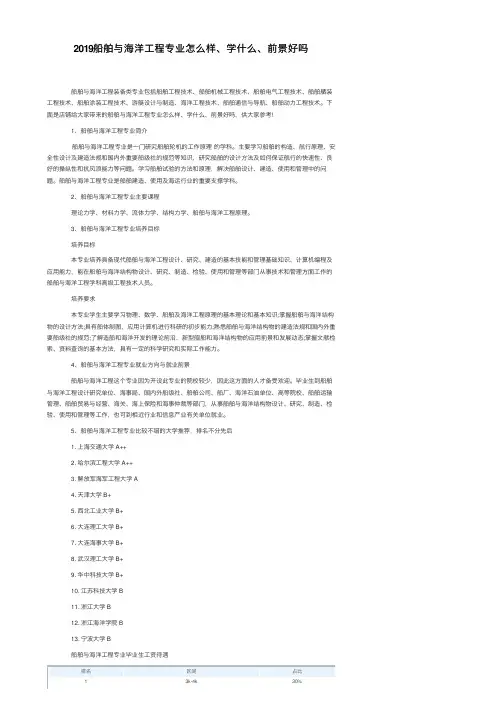 2019船舶与海洋工程专业怎么样、学什么、前景好吗