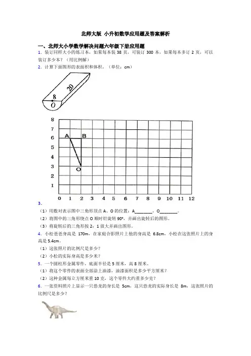北师大版 小升初数学应用题及答案解析