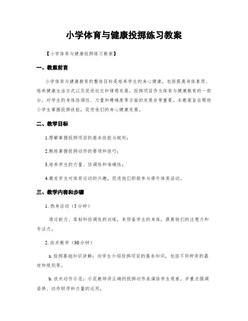 小学体育与健康投掷练习教案