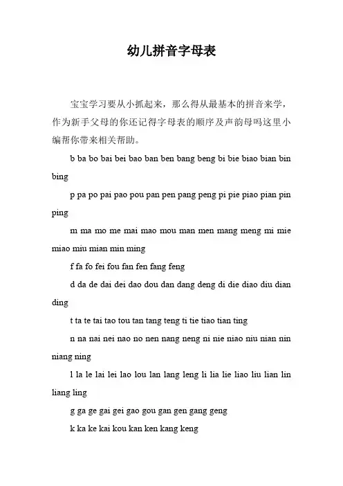 幼儿拼音字母表