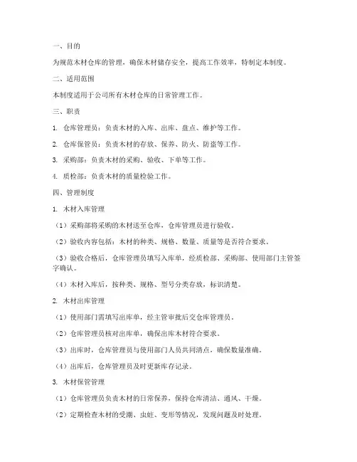 木材仓库管理制度及奖罚