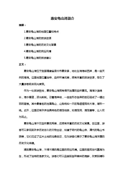 惠安龟山湾简介