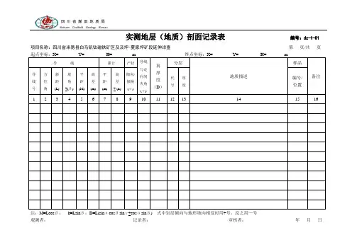 固体矿产勘查(地质)原始记录表格全解