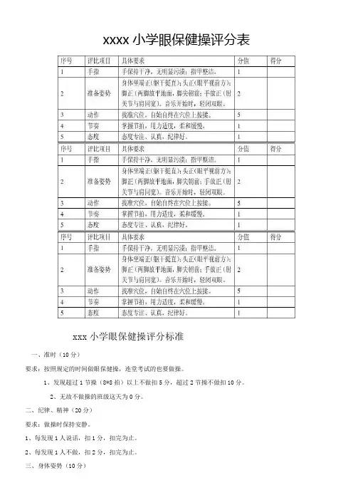 眼保健操评分标准