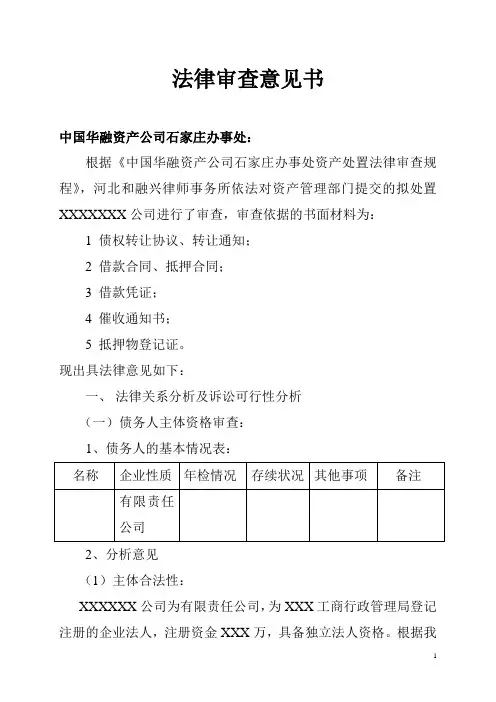 法律审查意见书格式