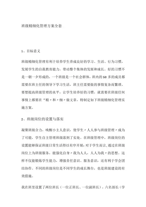 班级精细化管理方案全套