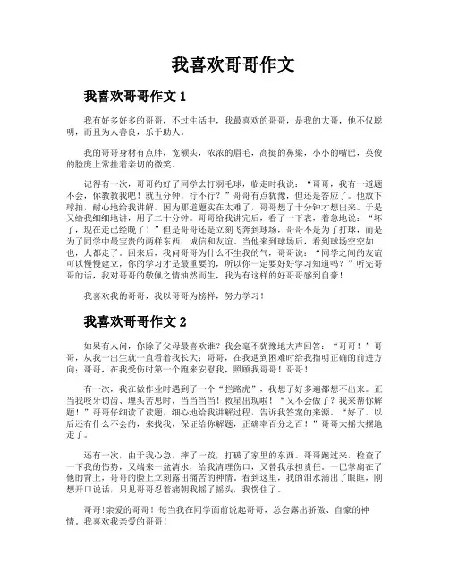 我喜欢哥哥作文