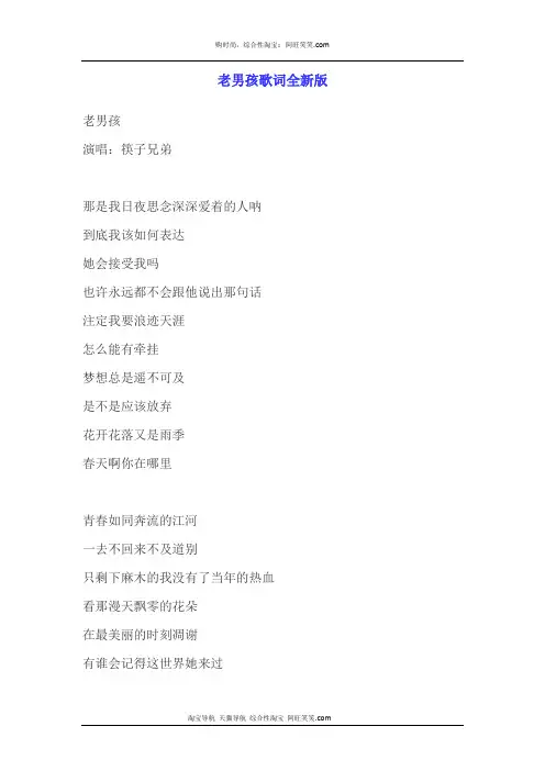 老男孩歌词全新版