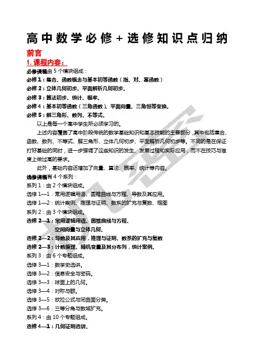 高中数学重难点总结强烈