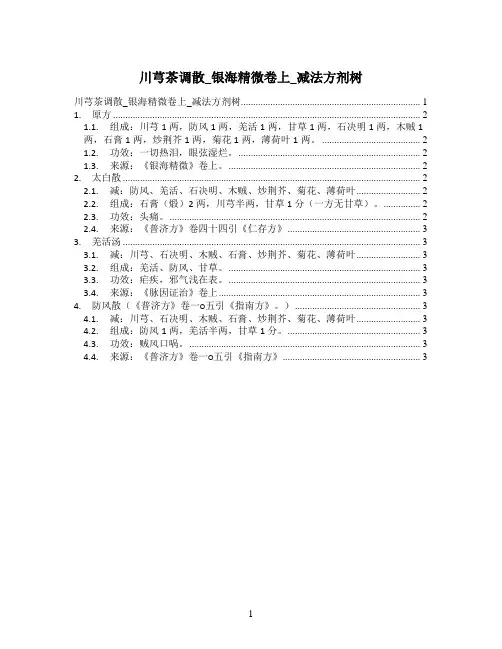 川芎茶调散_银海精微卷上_减法方剂树