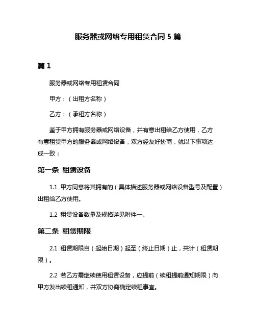 服务器或网络专用租赁合同5篇