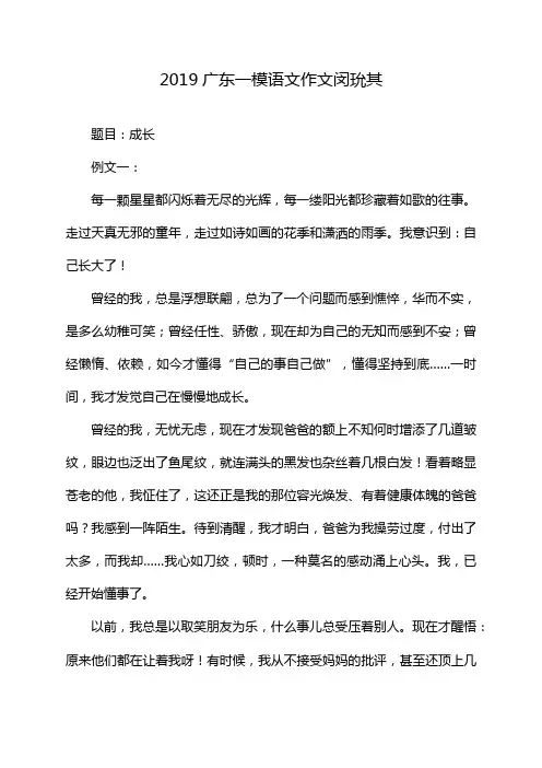 2019广东一模语文作文闵玧其
