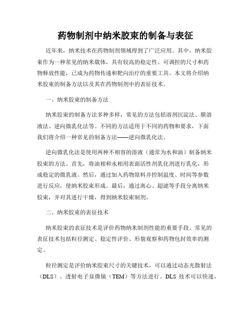药物制剂中纳米胶束的制备与表征