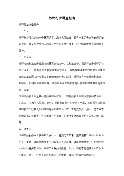 邯郸行业调查报告