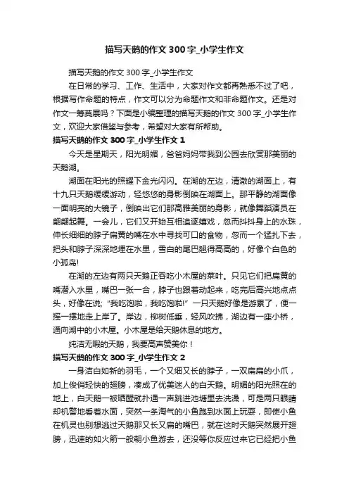 描写天鹅的作文300字_小学生作文