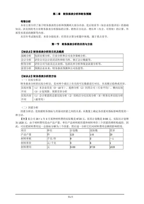 注册会计师-财务成本管理教材精讲-第二章 财务报表分析和财务预测(30页)