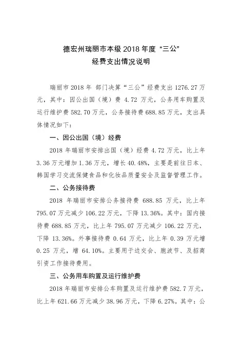 德宏州瑞丽市本级2018年度三公
