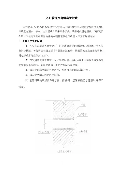 入户管道及电缆套管封堵