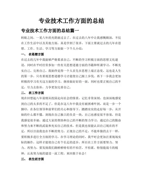 专业技术工作方面的总结