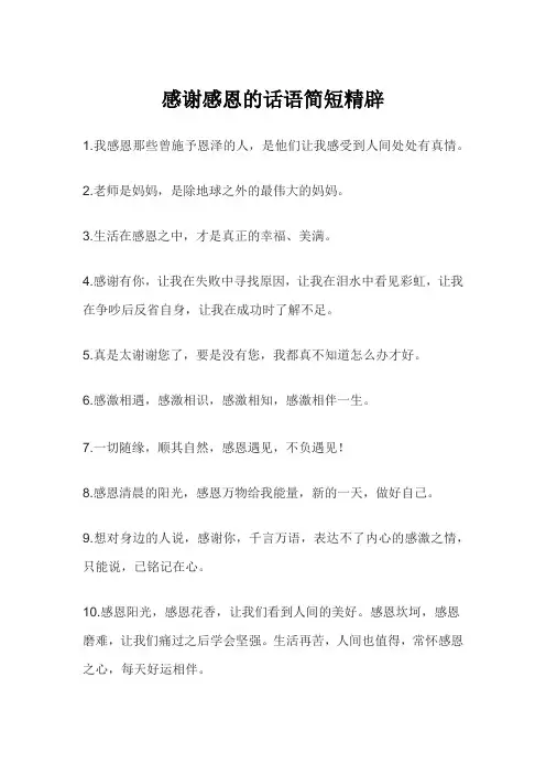 感谢感恩的话语简短精辟