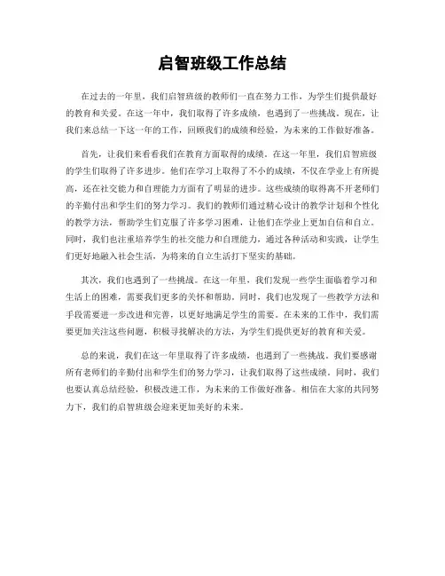启智班级工作总结