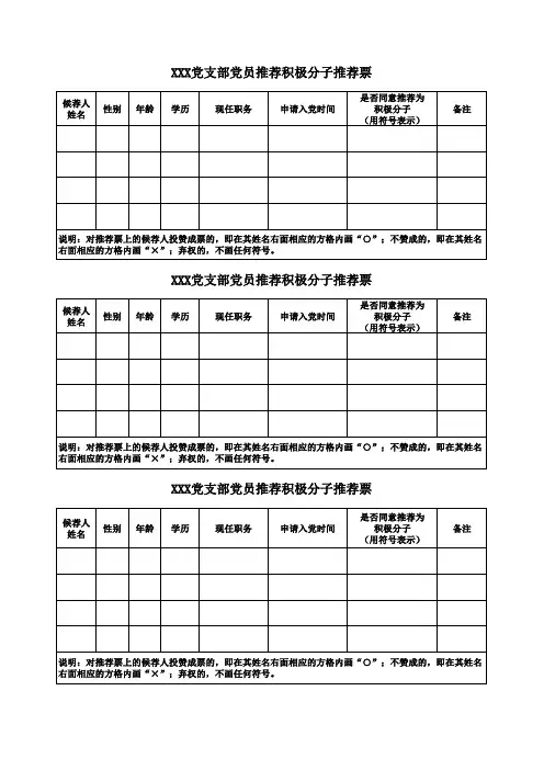 党员积极分子推荐票