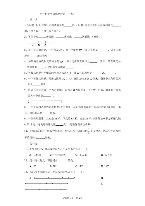 小学-数学-小升初-小升初数学专题复习-平面图形的认识与测量(一)