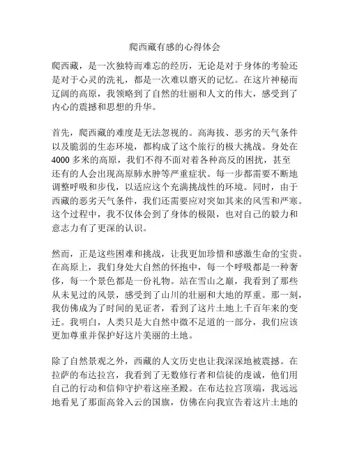 爬西藏有感的心得体会