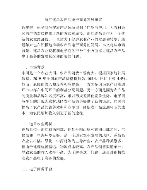 浙江遂昌农产品电子商务发展研究