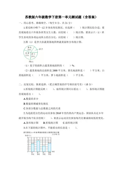 苏教版六年级数学下册第一单元测试题(含答案)