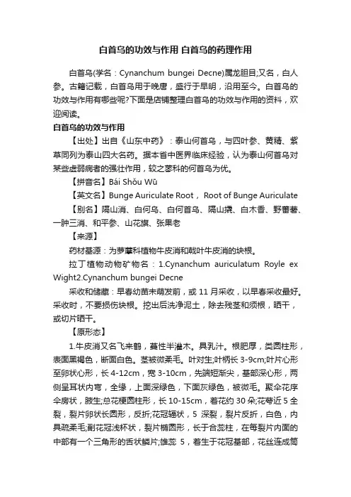 白首乌的功效与作用白首乌的药理作用