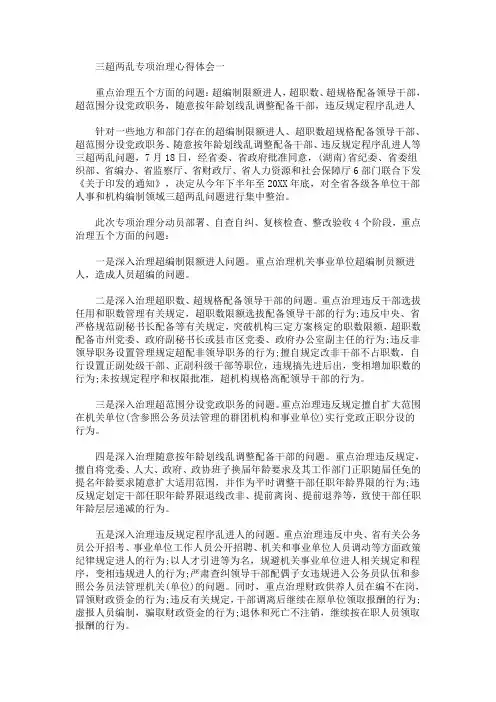最新三超两乱专项治理心得体会