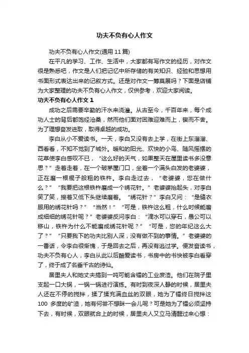 功夫不负有心人作文