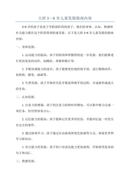 大班5～6岁儿童发展指南内容