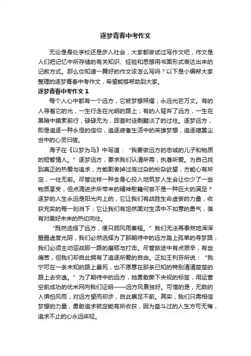 逐梦青春中考作文