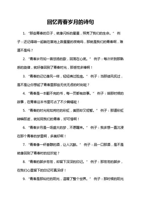 回忆青春岁月的诗句