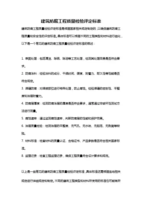 建筑防腐工程质量检验评定标准