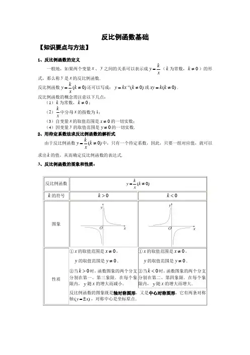 初中：反比例函数基础