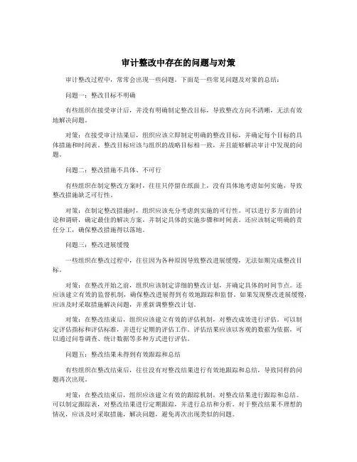 审计整改中存在的问题与对策